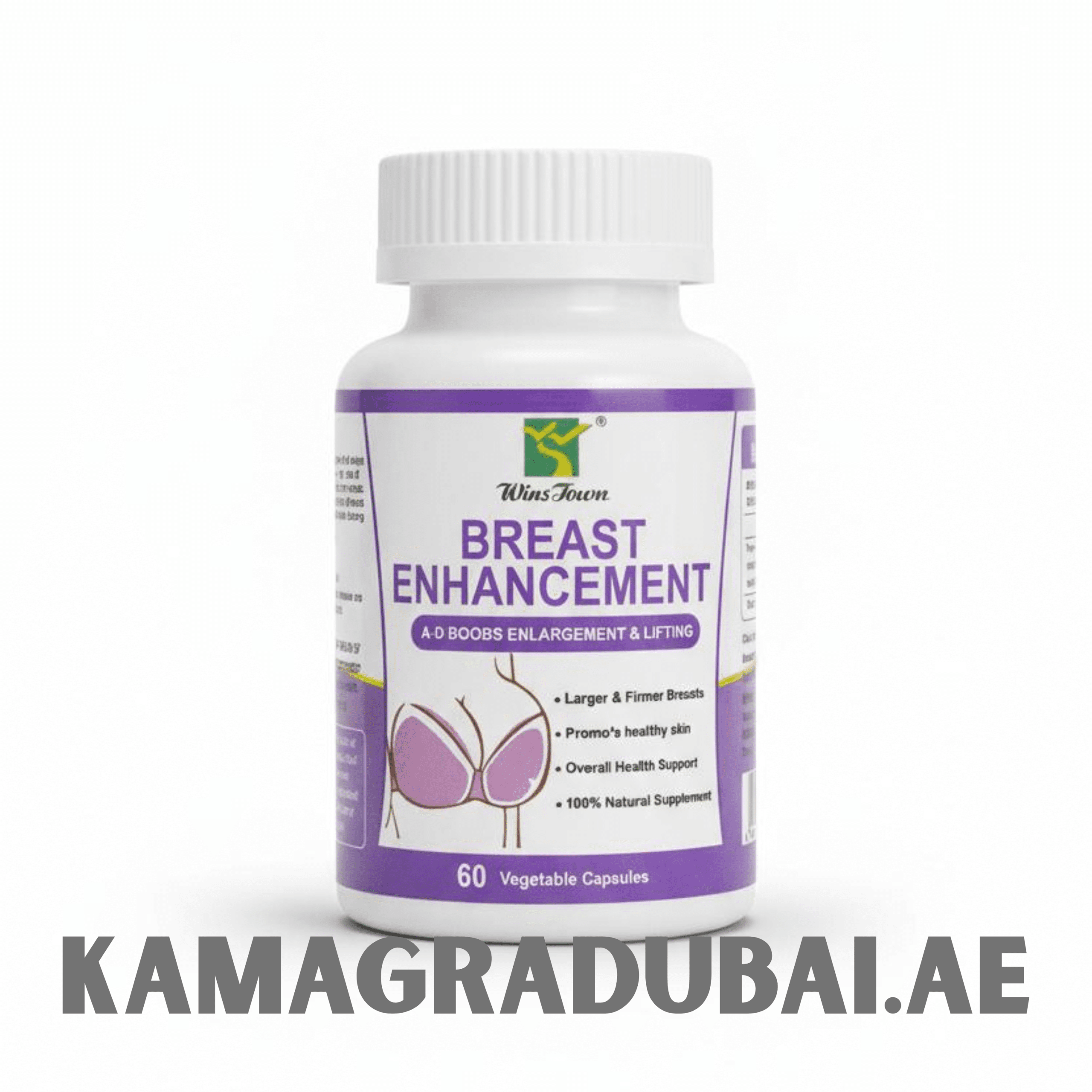 WinsTown Breast Enhancement Capsules bottle – natural herbal supplement for breast lifting, firmness, and enlargement available in Dubai, UAE