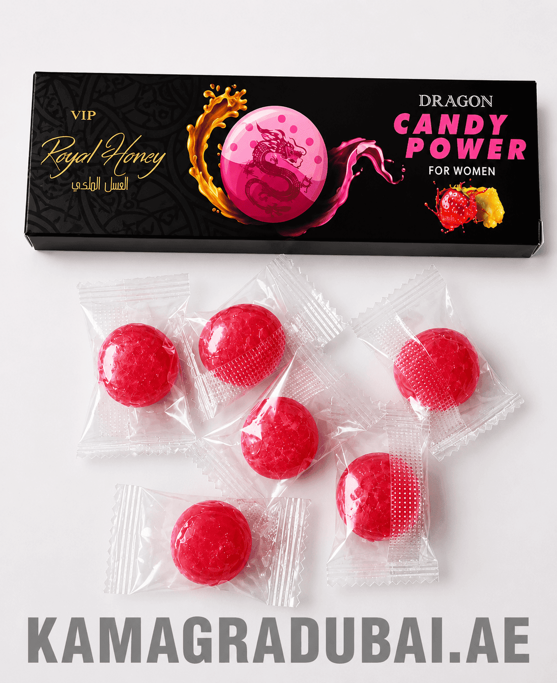 VIP Dragon Candy Power Royal Honey for Women box with individually wrapped red candies